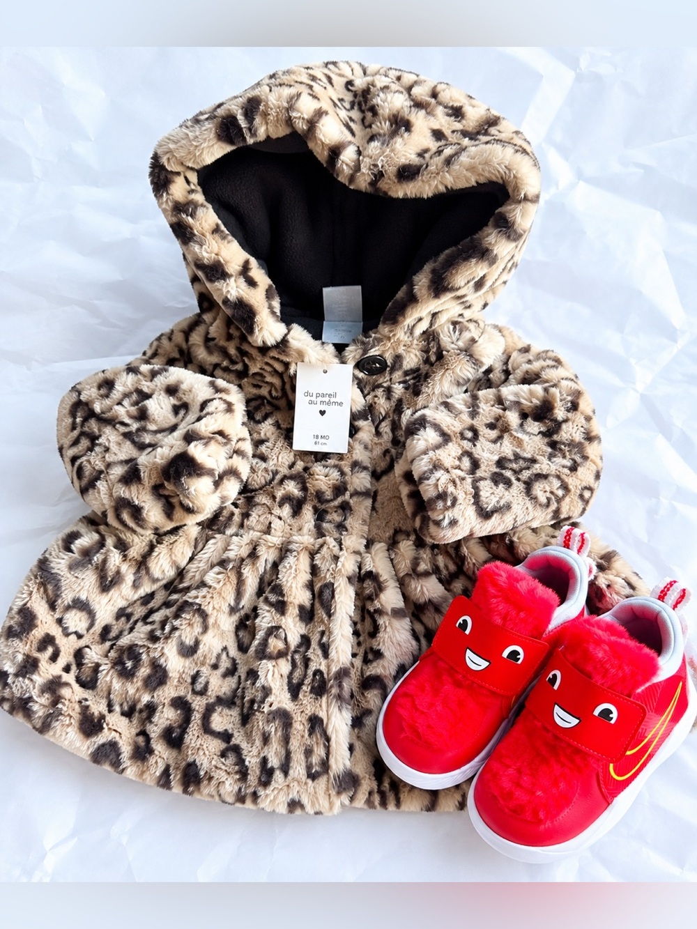 First Impressions Leopard Faux Fur Coat 18M + FREE Nike Shoes